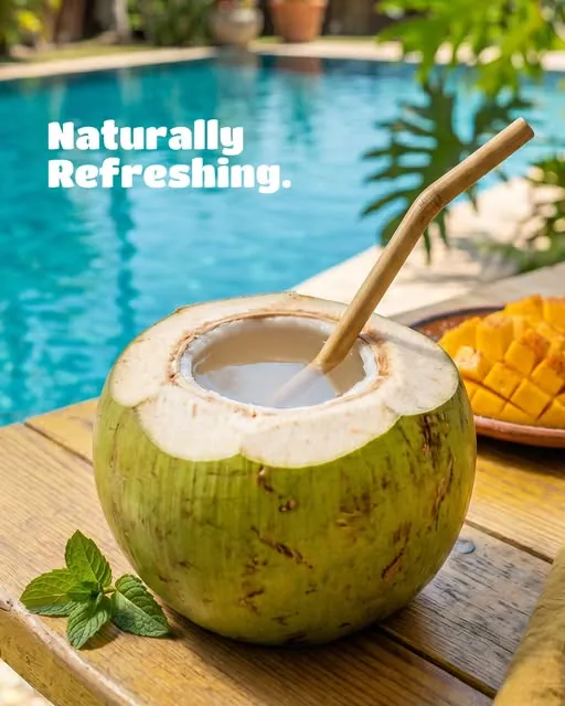 RCF’s fresh green coconut with drinking straw