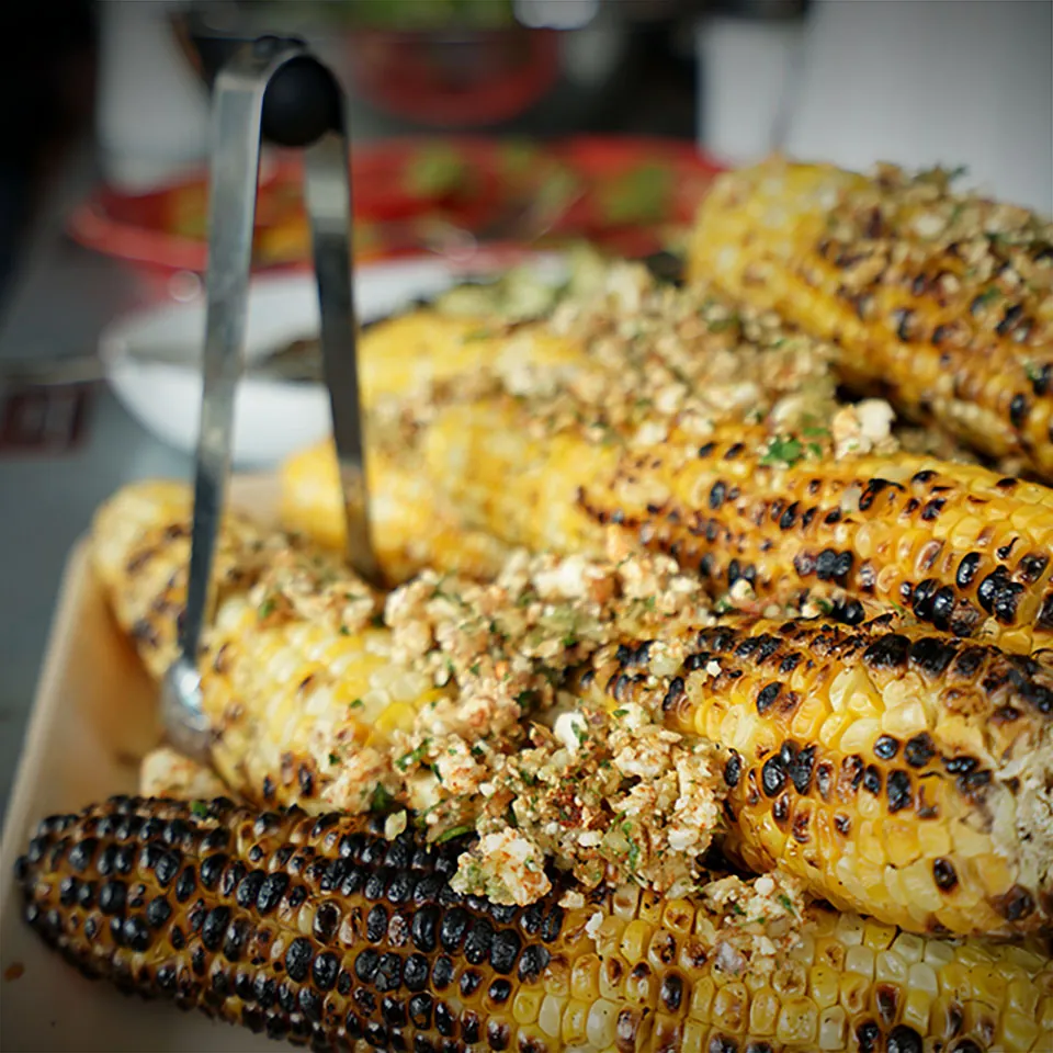 Mexican Elote with Mango Crema